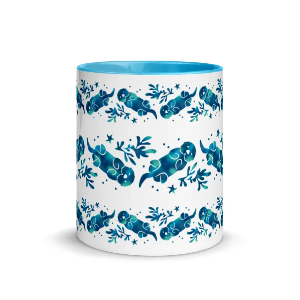 Sea Otter Tie-Dye Striped Mug with Color Inside
